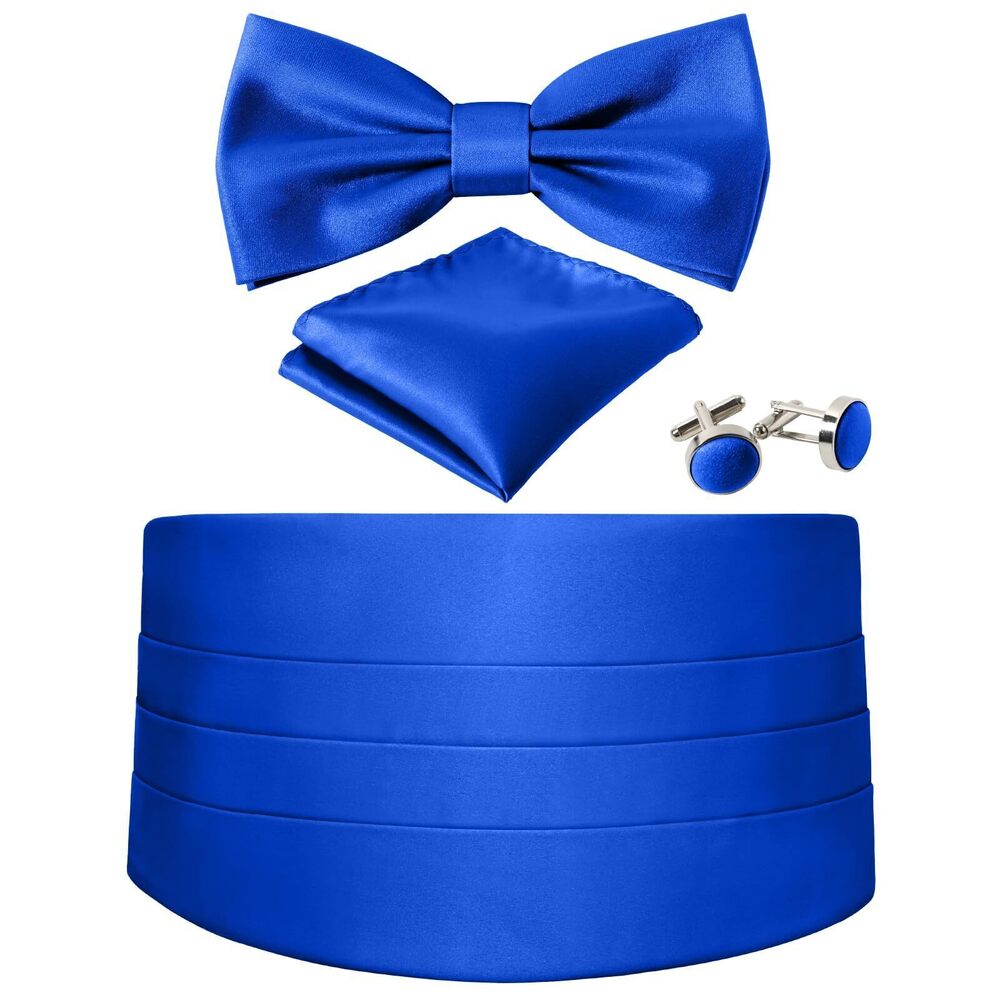 4995 Cummerbund and Bow Tie Set Solid Color Adjustable Formal 's Royal Blue